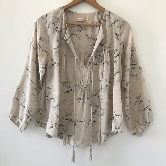 Rebecca Taylor Tops - Rebecca Taylor | Cream and Black Silk Blouse